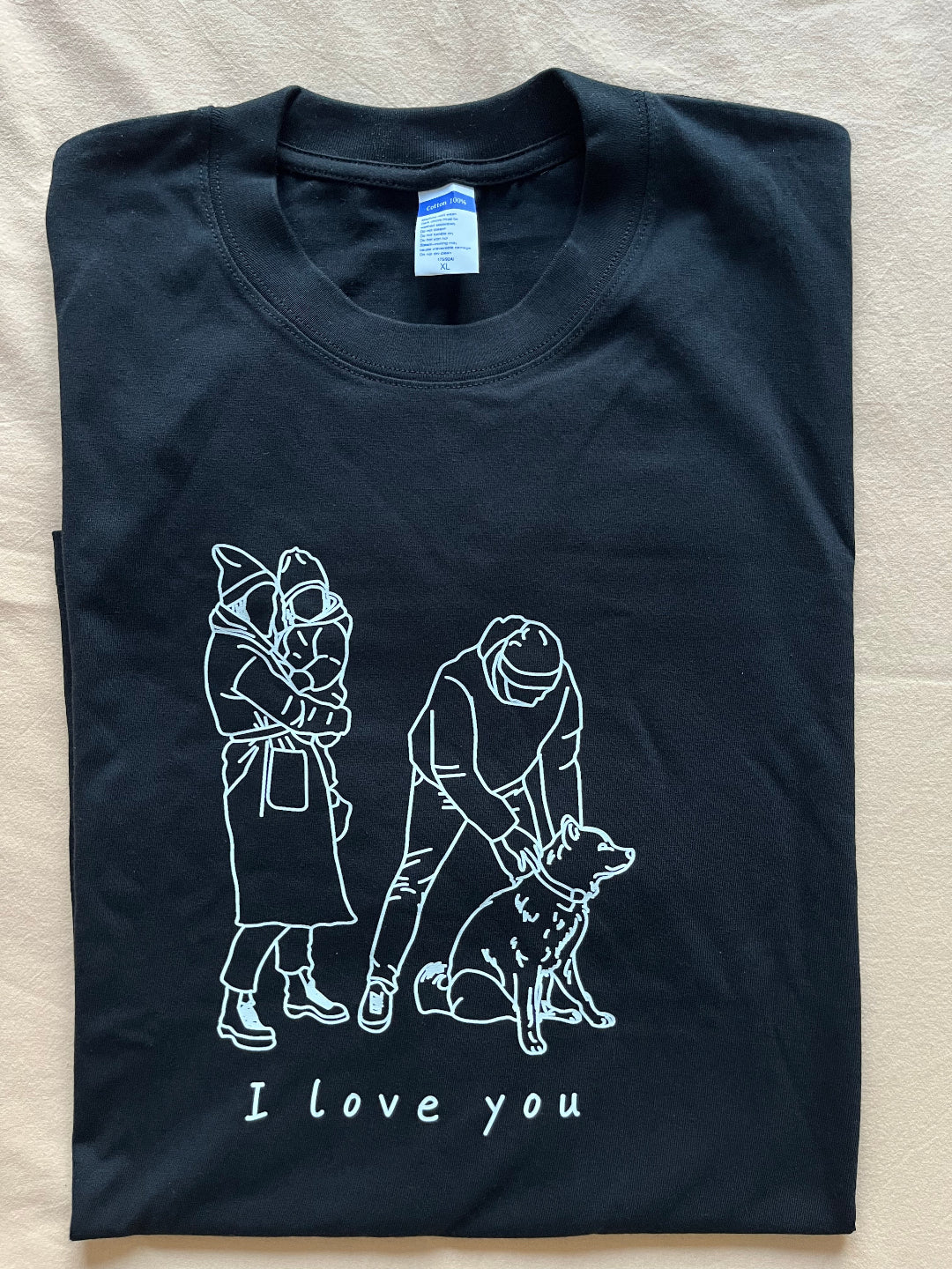 Custom Hand-Drawn Portrait T-Shirt | 100% Cotton | Personalized Gift