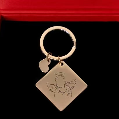 Custom Someonelovesyou© Square Keychain Outlined Photo