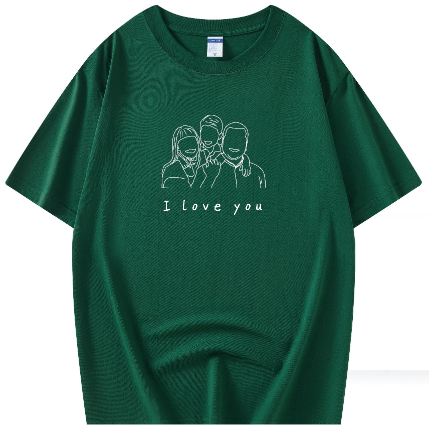 Custom Hand-Drawn Portrait T-Shirt | 100% Cotton | Personalized Gift