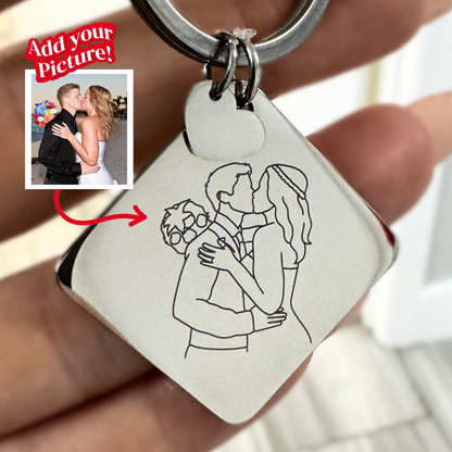 Custom Soulmate© Square Keychain Outlined Photo