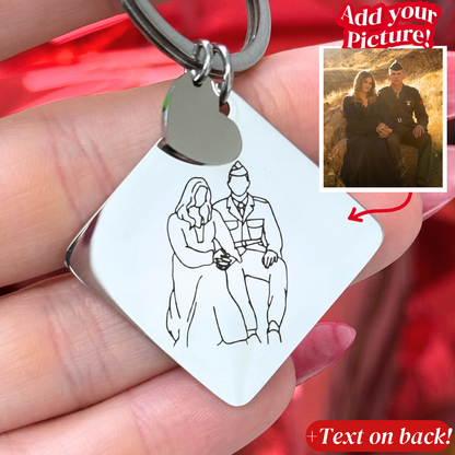 Custom Soulmate© Square Keychain Outlined Photo