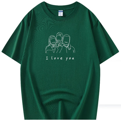 Custom Hand-Drawn Portrait T-Shirt | 100% Cotton | Personalized Gift